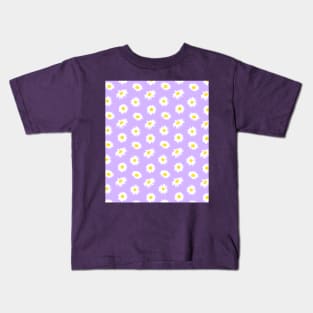 Daisy Ditsy Pattern on Lilac Purple Kids T-Shirt